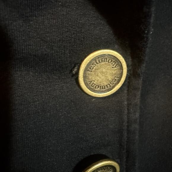 TESTIMONY Los Angeles Black Cardigan Longtail Jacket Women’s Size M Button Front - Picture 4 of 6